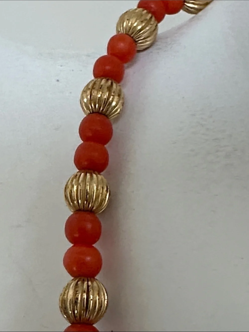 Vintage Coral with Gold Accents Necklace